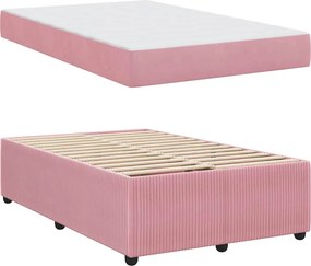 vidaXL Σκελετός Κρεβατιού με στρώμα Ροζ 120 x 190 cm ύφασμα