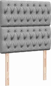 vidaXL Κρεβάτι Boxspring με Στρώμα Ανοιχτό Γκρι 90x190 εκ. Υφασμάτινο