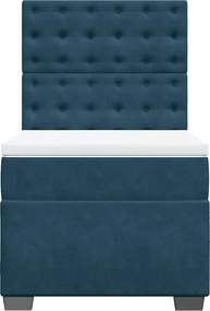 vidaXL Κρεβάτι Boxspring με Στρώμα Μπλε 90x190 εκ. Βελούδινο
