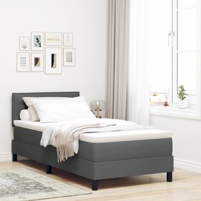 vidaXL Κρεβάτι Box Spring με Στρώμα Σκούρο Γκρι 80x200 εκ Ύφασμα