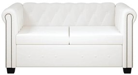 vidaXL Καναπές Διθέσιος Chesterfield Λευκός από Συνθετικό Δέρμα