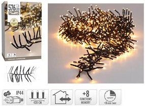 576 Φωτάκια LED - 4 Μέτρα + 3 Μέτρα σύνδεσης , Πυκνή Διάταξη, με χειριστήριο, 8 προγράμματα, Μαύρο καλώδιο PVC - Θερμό λευκό