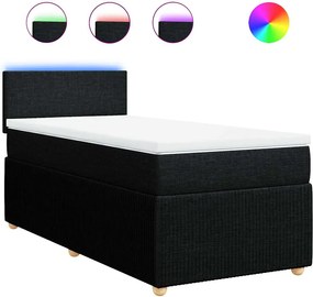 vidaXL Κρεβάτι Boxspring με Στρώμα Μαύρο 100 x 200 εκ. Υφασμάτινο