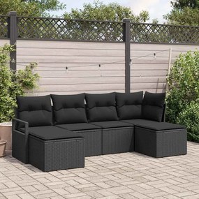 vidaXL Σετ Καναπέ Κήπου 6 pcs Μαύρο Πολυ ράταν