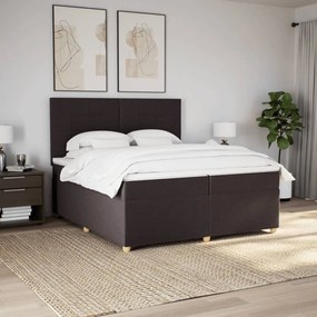 vidaXL Κρεβάτι Boxspring με Στρώμα Σκούρο Καφέ 200x200 εκ. Υφασμάτινο