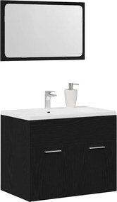 vidaXL Σετ Επίπλων Μπάνιου 2 Τεμαχίων Μαύρο Δρυς Επεξεργασμένο Ξύλο