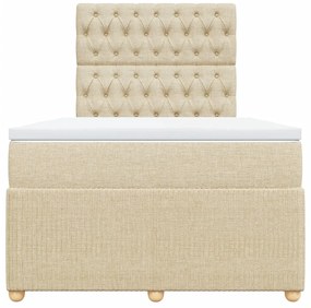 vidaXL Κρεβάτι Boxspring με Στρώμα Κρεμ 120x200 εκ. Υφασμάτινο