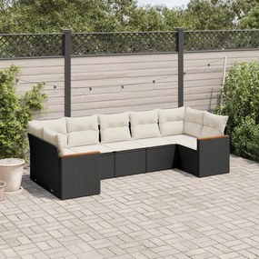vidaXL Patio Sofa Set 6-θέσια Black and Cream