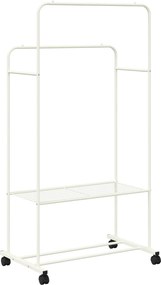 vidaXL Ράφι Ρούχων με ράφι με τροχούς Λευκό 80 x 53 x 156 εκ