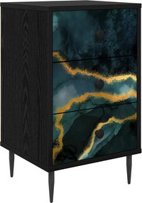 vidaXL Κομοδίνο WIJHE Μαύρη Δρυς 36 x 33 x 61 εκ. Επεξεργασμένο Ξύλο
