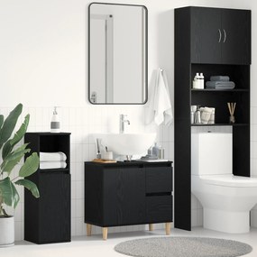 vidaXL Ντουλάπι νεροχύτη Μαύρη Δρυς 65x33x60 εκ Επεξεργασμένο ξύλο
