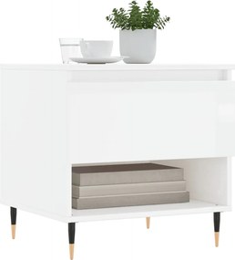 vidaXL Τραπεζάκια Σαλονιού 2 τεμ. Γυαλ. Λευκό 50x46x50 εκ. Επεξ. Ξύλο