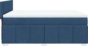 vidaXL Κρεβάτι Boxspring με Στρώμα Μπλε 160x200 εκ. Υφασμάτινο