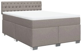 vidaXL Κρεβάτι Boxspring με Στρώμα Taupe 140x190 εκ. Υφασμάτινο