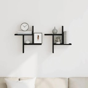 vidaXL Ράφια Τοίχου 2 τεμ. Μαύρη Δρυς 38x12x38 εκ. από Τεχνητό Ξύλο