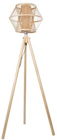 01985 GloboStar® POPPY 01985 Boho Επιδαπέδιο Φωτιστικό Μονόφωτο 1 x E27 IP20 Μπεζ Ξύλο - Μ58 x Π58 x Υ151cm