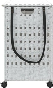 vidaXL Καλάθι Άπλυτων με Τροχούς Λευκό 66x35x60 εκ. από Ρατάν