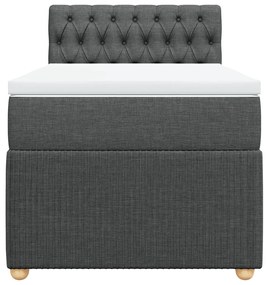 vidaXL Κρεβάτι Boxspring με Στρώμα Σκούρο Γκρι 90x200 εκ. Υφασμάτινο