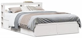 vidaXL Πλαίσιο Κρεβατιού Κεφαλάρι Λευκό 150x200εκ Μασίφ Πεύκο