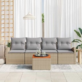 vidaXL Σετ Καναπέ Κήπου 5 pcs Μπεζ Πολυ ράταν