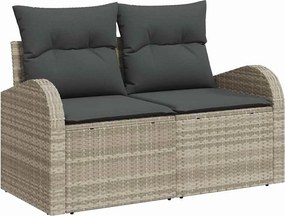 vidaXL Σετ Καναπέ με μαξιλάρι 10 pcs Ανοιχτό γκρι Πολυρατάν