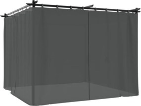 vidaXL Κιόσκι με Κουρτίνες Ανθρακί 3 x 3 μ. Ατσάλινο