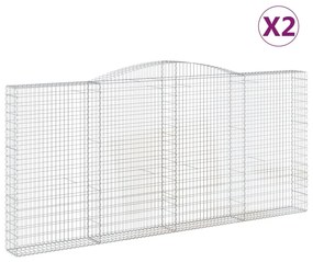 vidaXL Συρματοκιβώτια Τοξωτά 2 τεμ. 400x30x180/200 εκ. Γαλβαν. Ατσάλι