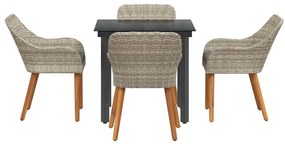 vidaXL Σέτ φαγητού για κήπο 5 pcs Ανοιχτό γκρι συνθετικό ρατάν