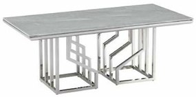 Τραπεζάκι Καφέ DKD Home Decor Λευκό Ασημί Κρυστάλλινο Χάλυβας 120 x 60 x 40 cm