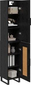vidaXL Highboard Μαύρη Οξυά 34,5 x 34 x 180 εκ. Επεξεργασμένο Ξύλο