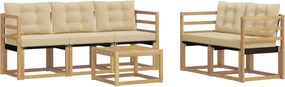 vidaXL Σειρά Καναπέ Εξωτερικού με μαξιλάρι 6 pcs Λευκό και Μπεζ