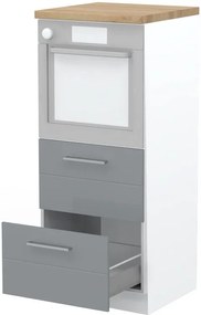 Επιδαπέδιο ντουλάπι φούρνου ψηλό Hudson K14-60-2MB-Λευκό γυαλιστερό - Γκρι - 60.00Χ60.00Χ148.00cm
