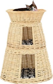 vidaXL Καλάθι Γάτας Σετ 3 τεμ. με Μαξιλάρια 47x34x60 εκ. Φυσική Ιτιά