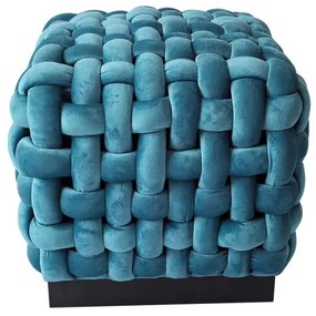 Σκαμπό Weave Βελούδο Μπλε 47x47x45εκ. - Μπλε