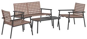vidaXL Σέτ φαγητού για κήπο 4 pcs Καφέ συνθετικό ρατάν