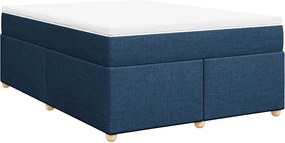 vidaXL Κρεβάτι Boxspring με Στρώμα Μπλε 140x190 εκ. Υφασμάτινο