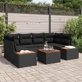 vidaXL Σετ Καναπέ Κήπου με μαξιλάρι 6 pcs Μαύρο Πολυ ράταν