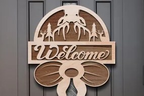 Σετ των 2 Intra απο ξύλο plywood Χρώμα wenge 3mm-4mm πάχος - Χριστουγεννιάτικο σημάδι καλωσορίσματος Δίασταση 15x15 cm INTRAFABR-122389181