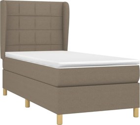vidaXL Κρεβάτι Boxspring με Στρώμα Taupe 90x190 εκ.Υφασμάτινο