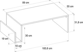 Τραπεζάκι σαλονιού Regnar Megapap χρώμα λευκό 100,6x55x31,8εκ.