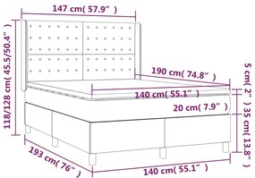 vidaXL Κρεβάτι Boxspring με Στρώμα Σκούρο Γκρι 140x190 εκ. Υφασμάτινο