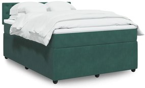 vidaXL Κρεβάτι Boxspring με Στρώμα Σκούρο Πράσινο 140x190εκ. Βελούδινο