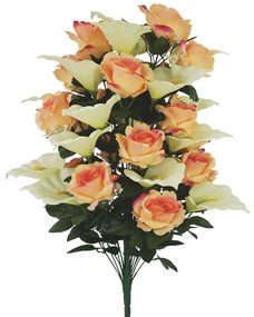 Διακοσμητικό Τεχνητό Μπουκέτο Τριαντάφυλλο-Κάλλα 00-00-27421-3 54cm Multi-Somon Marhome Συνθετικό Υλικό