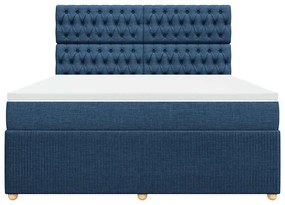 vidaXL Κρεβάτι Boxspring με Στρώμα Μπλε 180x200 εκ. Υφασμάτινο