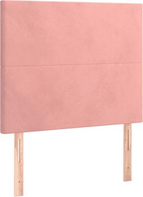 vidaXL Κρεβάτι Boxspring με Στρώμα &amp; LED Ροζ 80 x 200 εκ. Βελούδινο