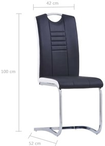 vidaXL Καρέκλες Τραπεζαρίας «Πρόβολος» 2 τεμ. Μαύρες Συνθετικό Δέρμα