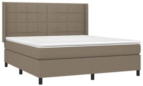 vidaXL Κρεβάτι Boxspring με Στρώμα &amp; LED Taupe 180x200 εκ. Υφασμάτινο