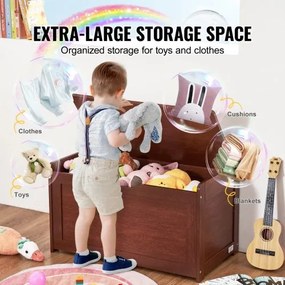 VEVOR Kids Toy Storage Bench Wooden Toy Box Chest 32.68 x 17.91 x 24.02&quot; Cherry