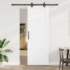 vidaXL Συρόμενη Πόρτα με Σετ Στοιχείων Λευκή 83x232 εκ. Στερεό Ξύλο Πεύκο