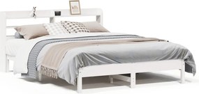 vidaXL Σκελετός Κρεβ. Χωρίς Στρώμα Λευκό 135x190 εκ Μασίφ Πεύκο
